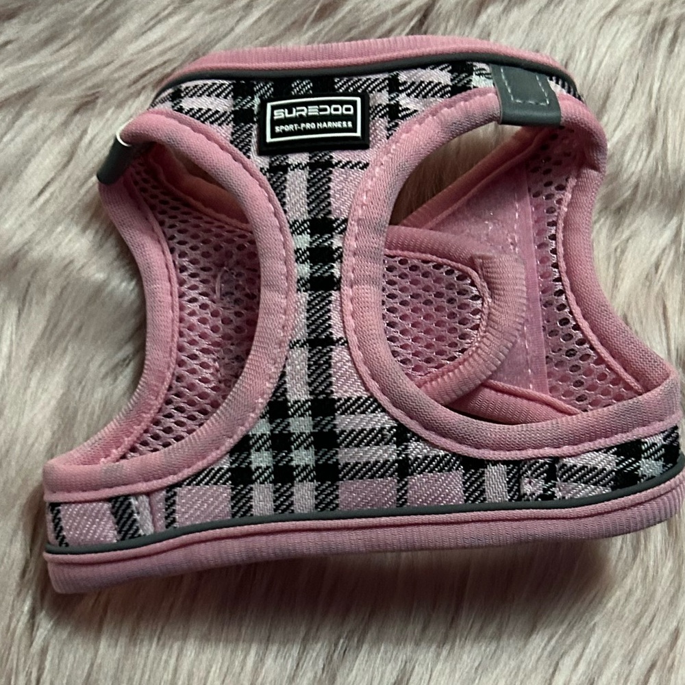 Pink Black White Plaid Step In Dog Harness Teacup Puppy Dog XS